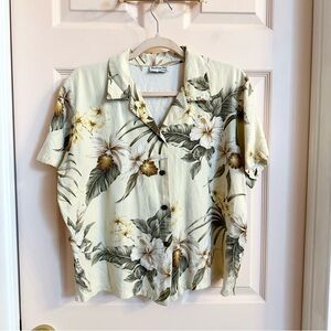 Cream/yellow bishop st Hawaiian button up